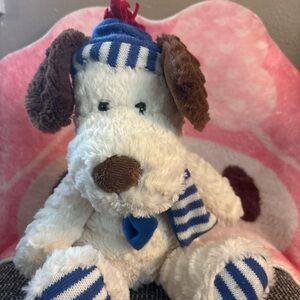 Plushie dog with Blue and Brown Accents